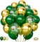 65Pcs Green Gold Balloons Set, Dark Green & Metallic Gold Balloons, Confetti Latex Balloons for Birthday, Graduation, St. Patrick's Day, Jungle Party Decorations
